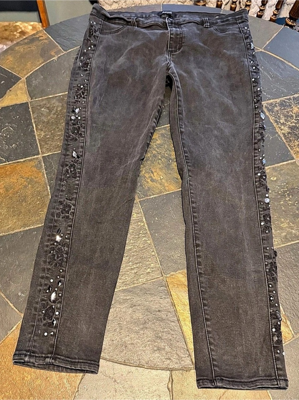Buffalo David Bitton Faith Embellished Skinny Jeans Black Waist 33